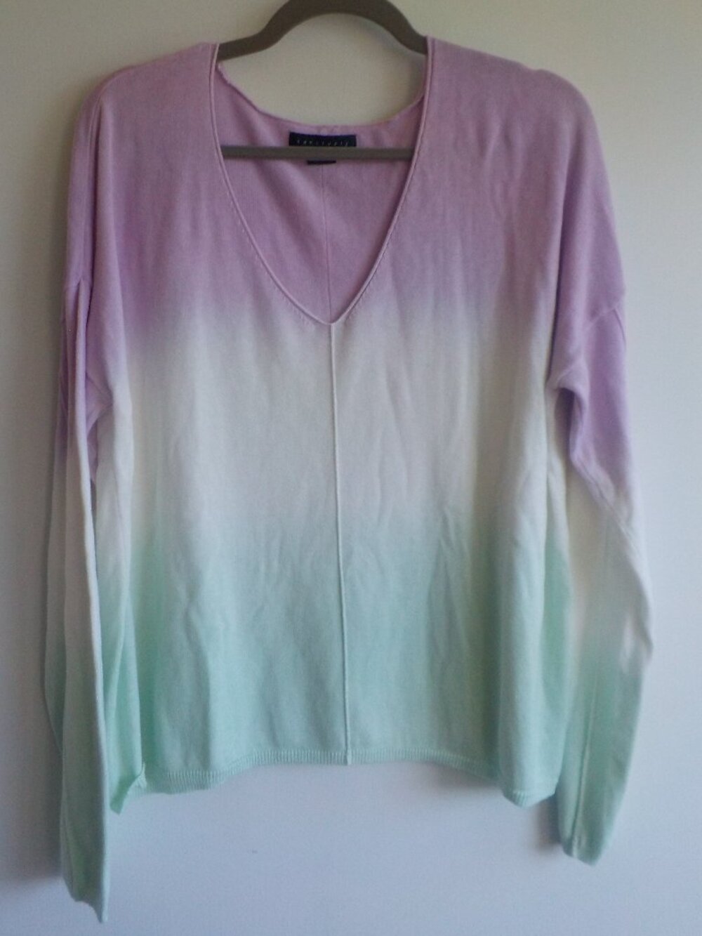 Sanctuary Sweater - Large - Purple Green White Ombre Cotton Blend V-neck (2x16)